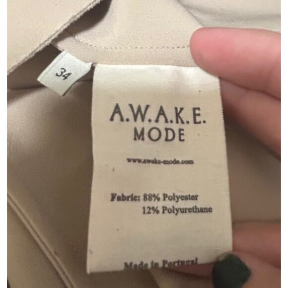 A.W.A.K.E. AWAKE MODE Beige Pointed Collar Button-Front Blouse - Size 34EU/Small - Picture 5 of 7